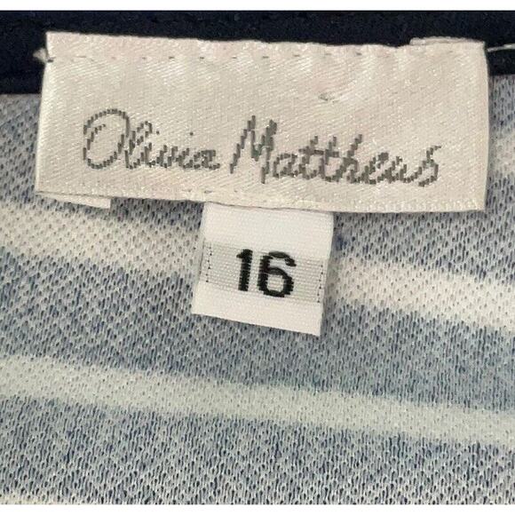 NWT Olivia Matthews Dress Medium Tank Blue White Stripe Nautical Preppy NEW - Picture 4 of 6